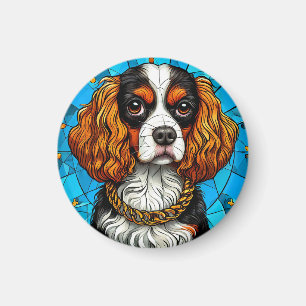 Glas-in-lood portret van een hond magneet