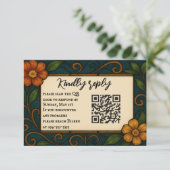 Glas in lood QR Code Trouwen RSVP Kaart (Staand voorkant)