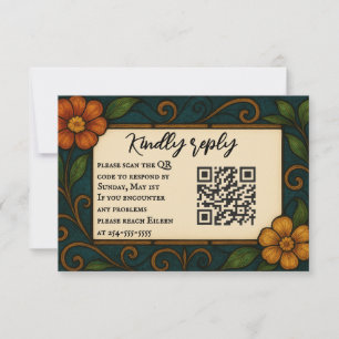 Glas in lood QR Code Trouwen RSVP Kaart