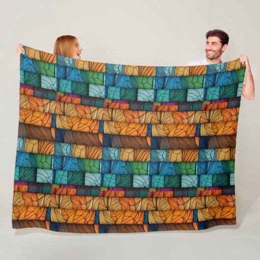 Glas-in-lood quiltdeken fleece deken (In situ)