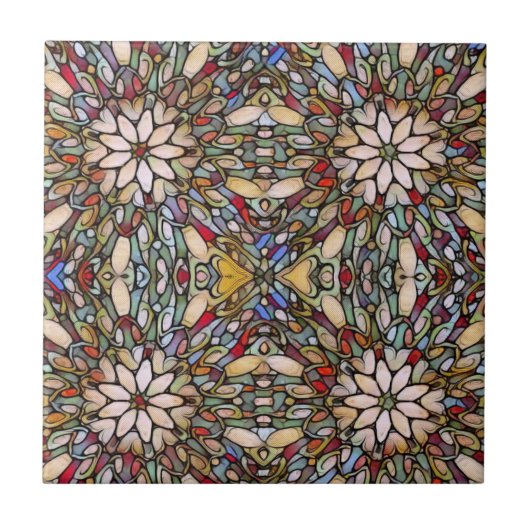 Glas in lood raam kleurrijke mozaïek tegeltje (Voorkant)
