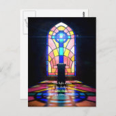 Glas in lood raam licht door een kerk briefkaart (Voorkant / Achterkant)
