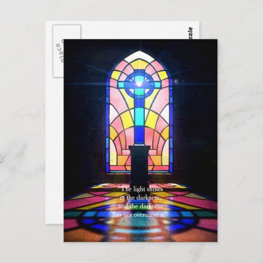 Glas in lood raam licht door een kerk briefkaart (Voorkant / Achterkant)