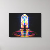Glas in lood raam licht door een kerk canvas afdruk (Voorkant)