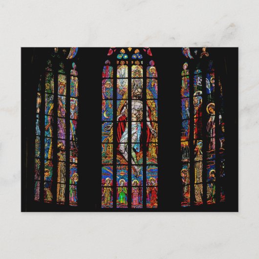 Glas in lood raam, St. Vitus's kathedraal, Praag Briefkaart (Voorkant)