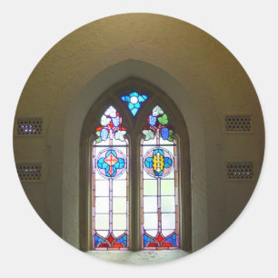 Glas in lood raam van de St. Johns Lutheran Church Ronde Sticker