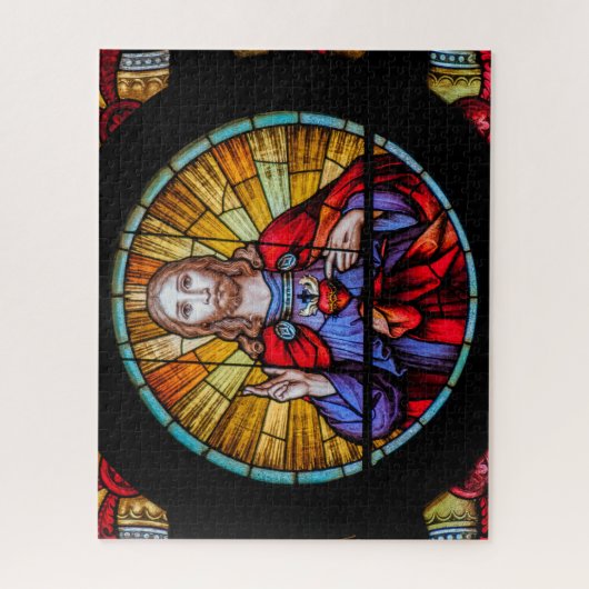 Glas in lood raam van Jezus Legpuzzel (Verticaal)