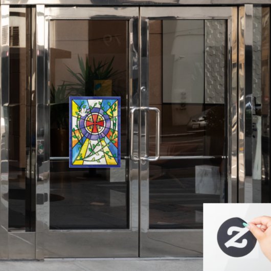 Glas in lood raamsticker (Kantoordeur)