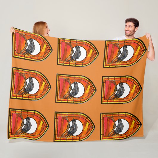 Glas in lood Raven Fleece Deken (In situ)