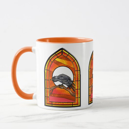 Glas in lood Raven Mok (Links)