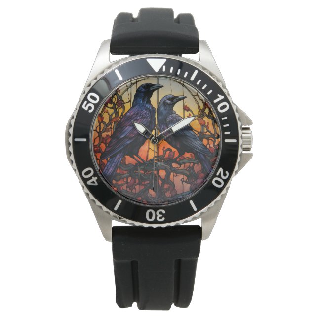Glas in lood Ravens Horloge (Voorkant)