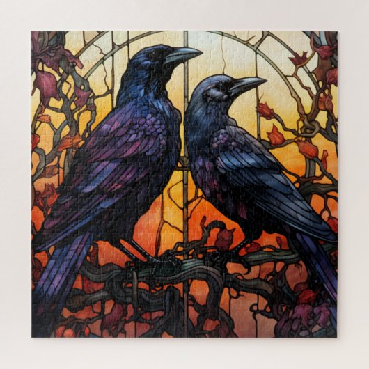 Glas in lood Ravens Legpuzzel (Verticaal)