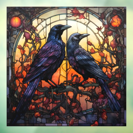 Glas in lood Ravens Raamsticker (Vel 3)