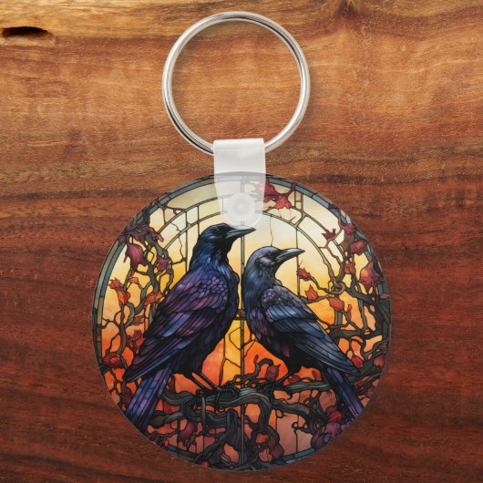 Glas in lood Ravens Sleutelhanger (Voorkant)