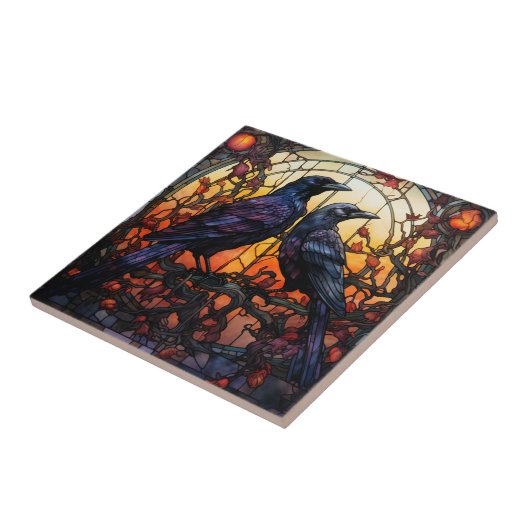 Glas in lood Ravens Tegeltje (Zijkant)