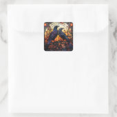 Glas in lood Ravens Vierkante Sticker (Tas)