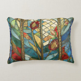 Glas in lood Red Chief Poppies bij zonsopgang Accent Kussen