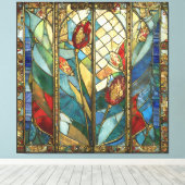 Glas in lood Red Chief Poppies bij zonsopgang Canvas Afdruk (Insitu (Houten vloer))