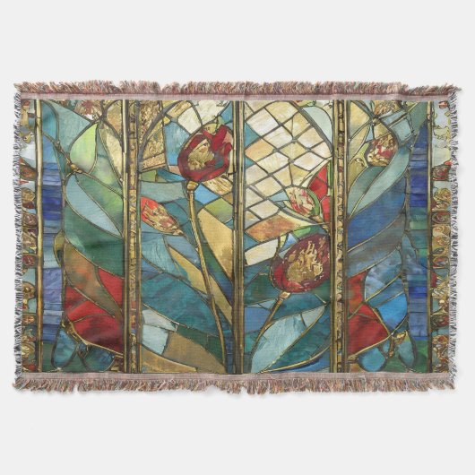 Glas in lood Red Chief Poppies bij zonsopgang Deken (Voorkant)