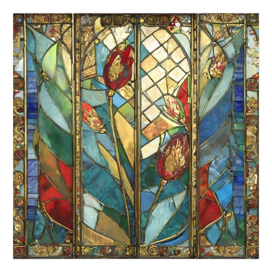 Glas in lood Red Chief Poppies bij zonsopgang Foto Afdruk (Voorkant)