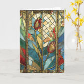 Glas in lood Red Chief Poppies bij zonsopgang Kaart (Gele Bloem)