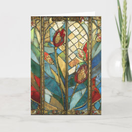 Glas in lood Red Chief Poppies bij zonsopgang Kaart