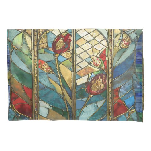 Glas in lood Red Chief Poppies bij zonsopgang Kussensloop (Voorkant)