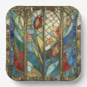 Glas in lood Red Chief Poppies bij zonsopgang Papieren Bordje (Voorkant)