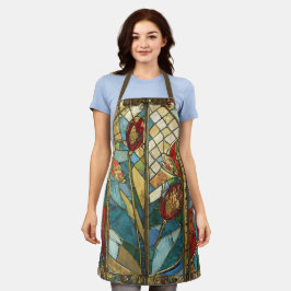 Glas in lood Red Chief Poppies bij zonsopgang Schort