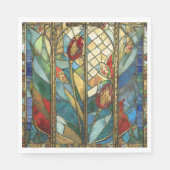 Glas in lood Red Chief Poppies bij zonsopgang Servet (Voorkant)