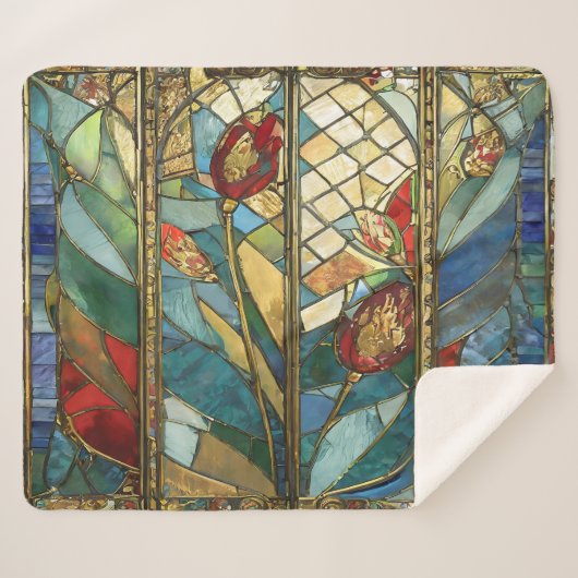 Glas in lood Red Chief Poppies bij zonsopgang Sherpa Deken (Voorkant (horizontaal))