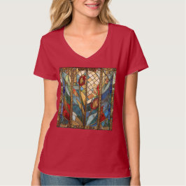Glas in lood Red Chief Poppies bij zonsopgang T-shirt