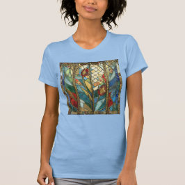 Glas in lood Red Chief Poppies bij zonsopgang T-shirt