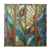 Glas in lood Red Chief Poppies bij zonsopgang Tegeltje (Voorkant)