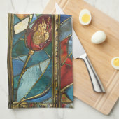 Glas in lood Red Chief Poppies bij zonsopgang Theedoek (Quarter Fold)