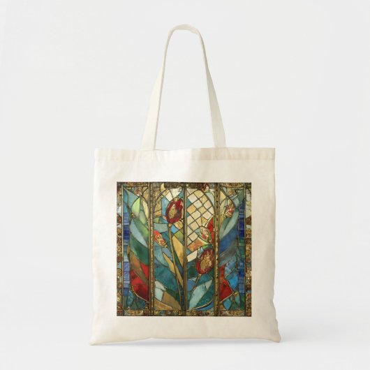 Glas in lood Red Chief Poppies bij zonsopgang Tote Bag (Voorkant)