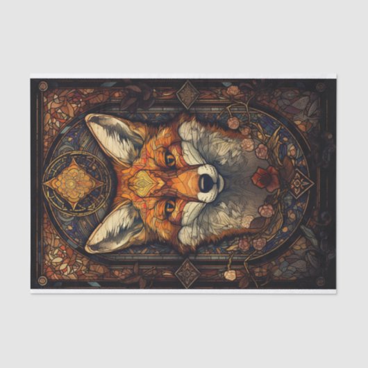 Glas in lood Red Fox 2 Tissuepapier (Voorkant)