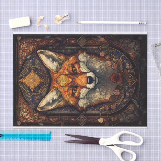 Glas in lood Red Fox 2 Tissuepapier (Craft)