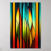 Glas in lood Red Green Cattails Artwork Poster (Voorkant)