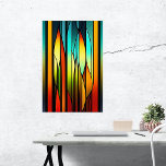 Glas in lood Red Green Cattails Artwork Poster<br><div class="desc">Glas in lood kataptails in een nieuwe kunststijl, die organische en curvilineaire vormen kenmerkt. De katten worden teruggegeven in levendige kleuren, met rijke groenen en rijen, en tegen een achtergrond van geometrische lijnen geplaatst. Dit ontwerp met geometrische lijnen en een nieuwe kunststijl is visueel verbluffend, zoals vernieuwd met behulp van...</div>