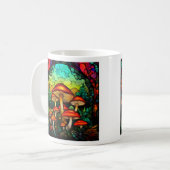 Glas in lood Red Mushrooms Paddestoel Fantasy Koffiemok (Voorkant links)