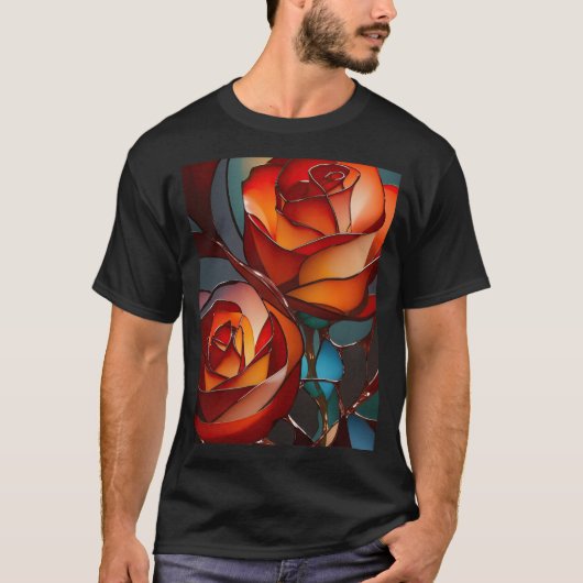 Glas in lood Red Roses T-shirt (Voorkant)