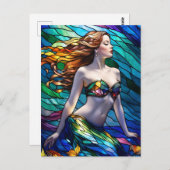 Glas in lood regenboog zeemeermin briefkaart (Voorkant / Achterkant)