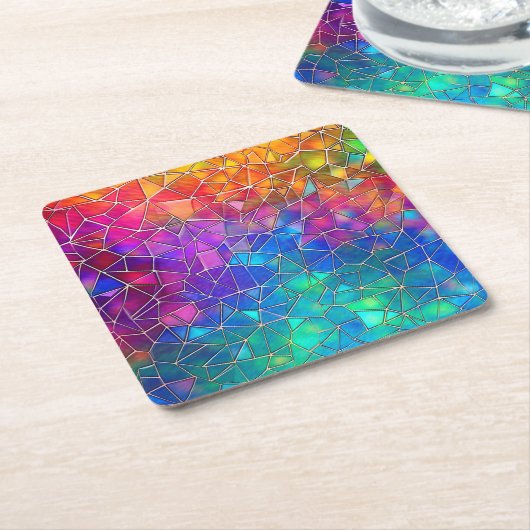 Glas in lood regenboogpatroon kartonnen onderzetters (Schuin)