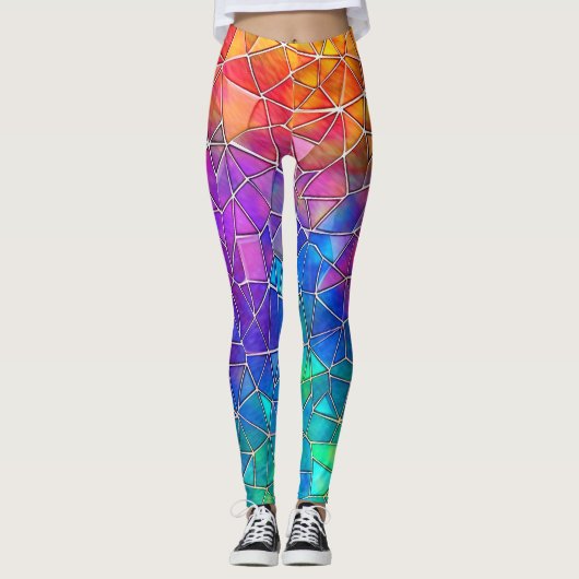Glas in lood regenboogpatroon leggings (Voorkant)