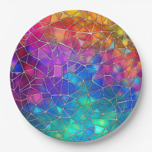 Glas in lood regenboogpatroon papieren bordje