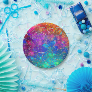Glas in lood regenboogpatroon papieren bordje