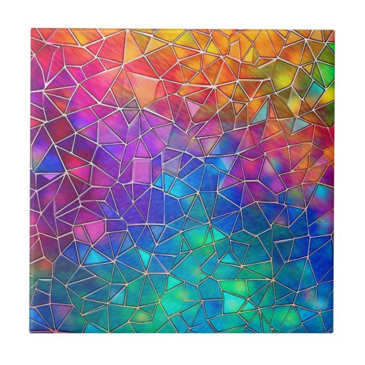 Glas in lood regenboogpatroon tegeltje (Voorkant)