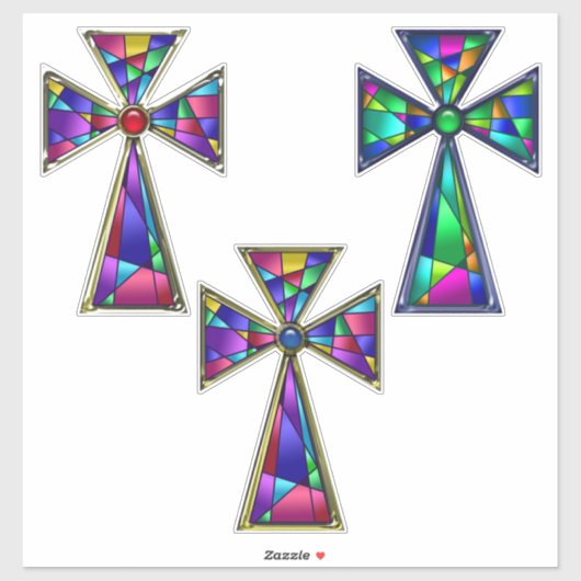 Glas in lood Religieuze kruisingen Pasen Sticker (Vel)