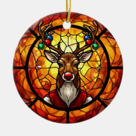 Glas-in-lood rendier Rudolf Keramisch Ornament
